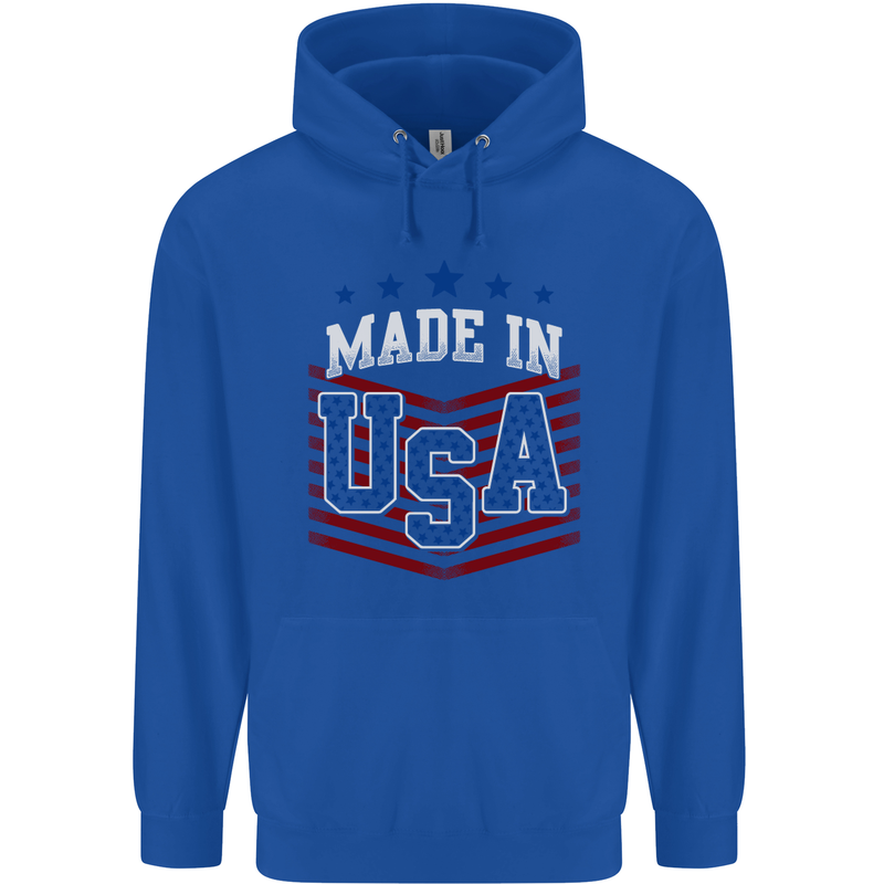 Made in the USA America American Mens 80% Cotton Hoodie Royal Blue