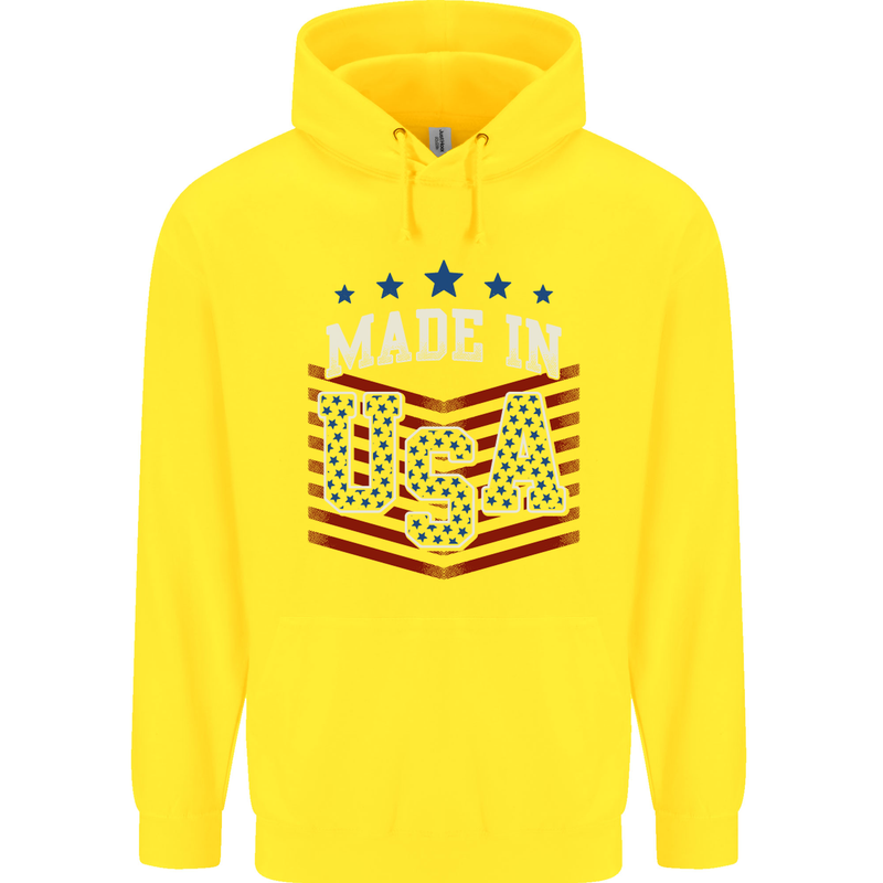 Made in the USA America American Mens 80% Cotton Hoodie Yellow