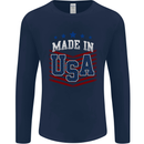 Made in the USA America American Mens Long Sleeve T-Shirt Navy Blue