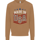 Made in the USA America American Mens Sweatshirt Jumper Caramel Latte