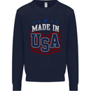 Made in the USA America American Mens Sweatshirt Jumper Navy Blue
