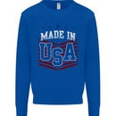 Made in the USA America American Mens Sweatshirt Jumper Royal Blue