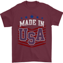 Made in the USA America American Mens T-Shirt Cotton Gildan Maroon