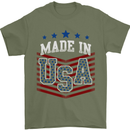 Made in the USA America American Mens T-Shirt Cotton Gildan Military Green