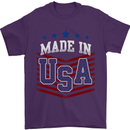 Made in the USA America American Mens T-Shirt Cotton Gildan Purple