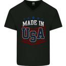Made in the USA America American Mens V-Neck Cotton T-Shirt Black