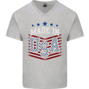 Made in the USA America American Mens V-Neck Cotton T-Shirt Sports Grey