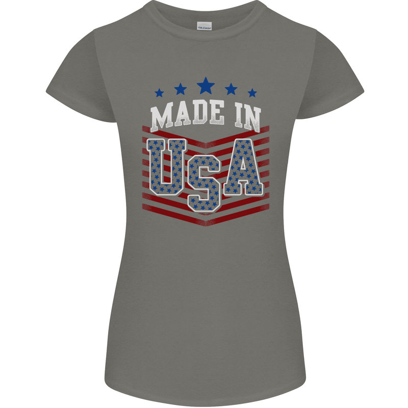 Made in the USA America American Womens Petite Cut T-Shirt Charcoal