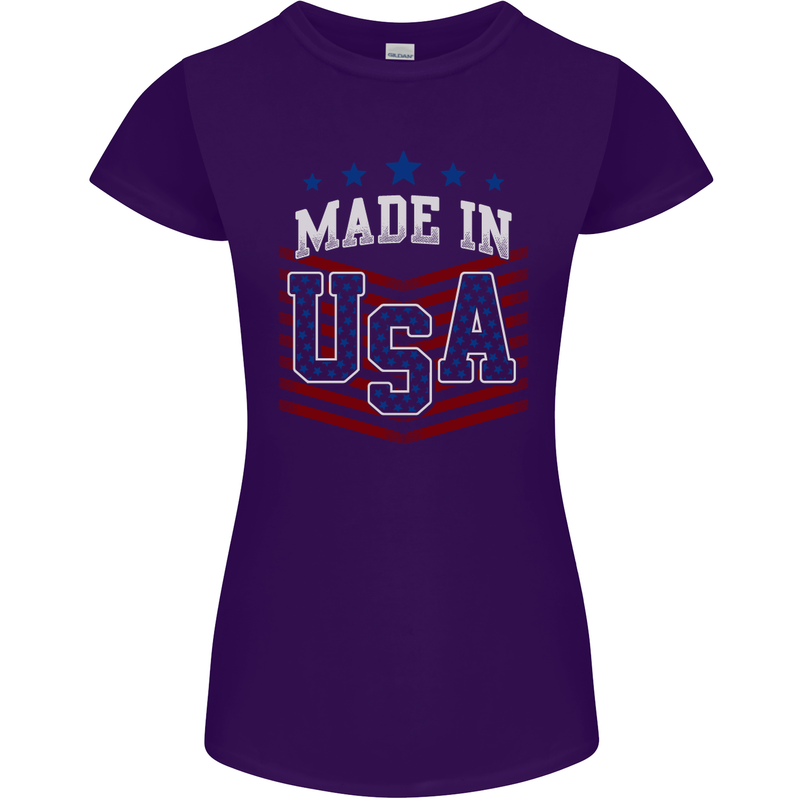 Made in the USA America American Womens Petite Cut T-Shirt Purple