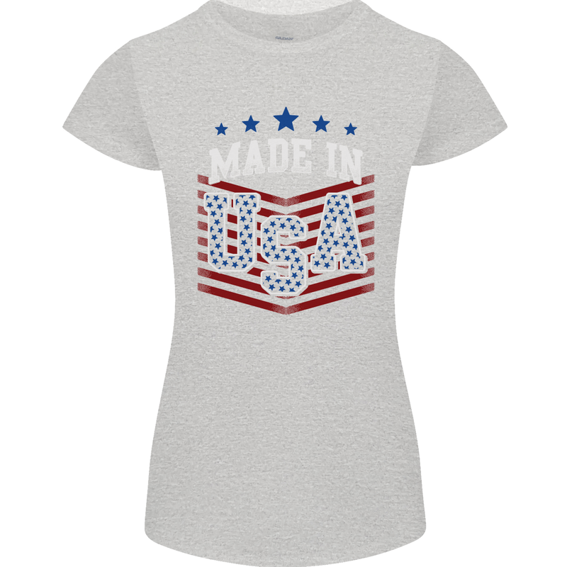 Made in the USA America American Womens Petite Cut T-Shirt Sports Grey
