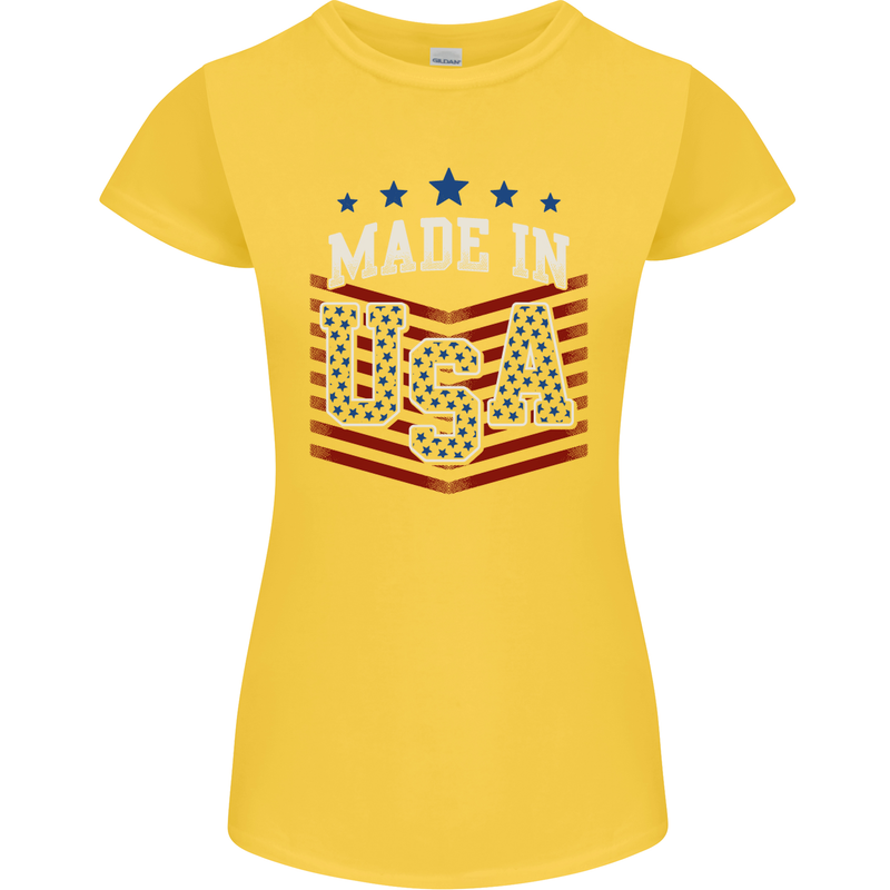 Made in the USA America American Womens Petite Cut T-Shirt Yellow