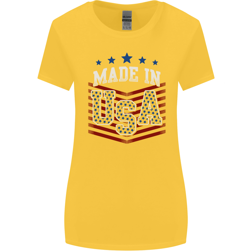 Made in the USA America American Womens Wider Cut T-Shirt Yellow
