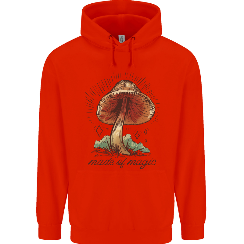 Made of Magic Mushrooms LSD Trippy Childrens Kids Hoodie Bright Red