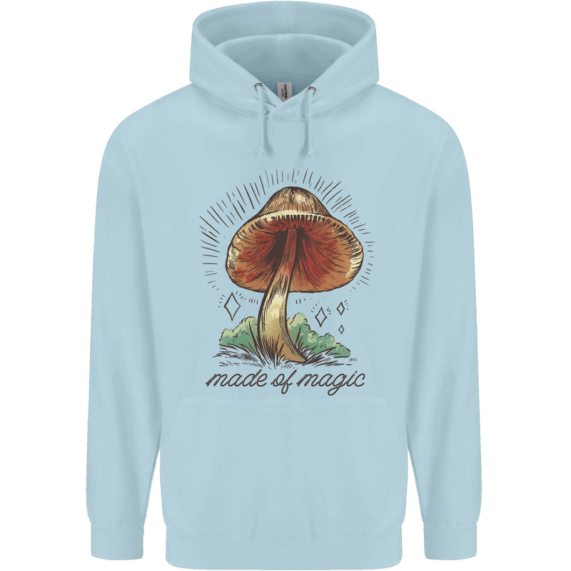 Made of Magic Mushrooms LSD Trippy Childrens Kids Hoodie Light Blue