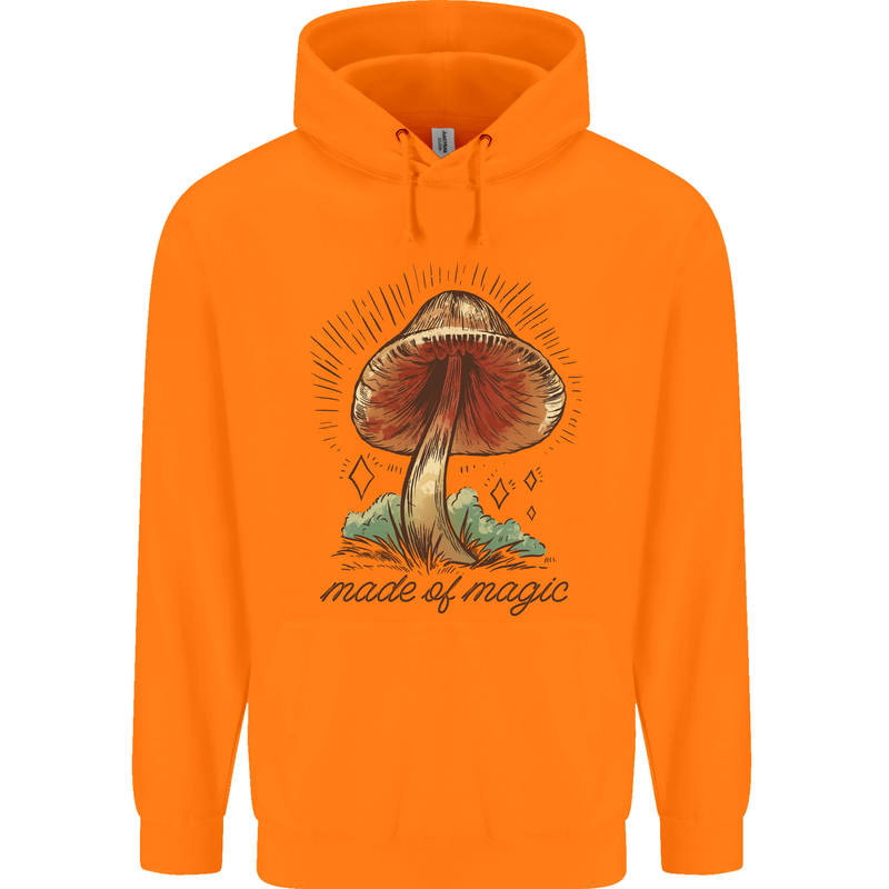 Made of Magic Mushrooms LSD Trippy Childrens Kids Hoodie Orange
