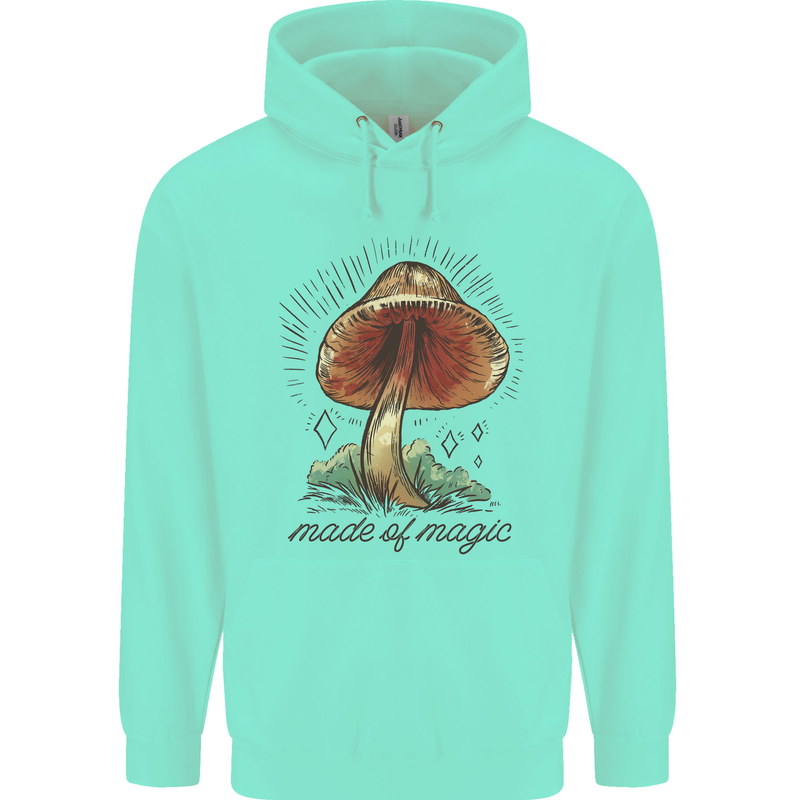 Made of Magic Mushrooms LSD Trippy Childrens Kids Hoodie Peppermint