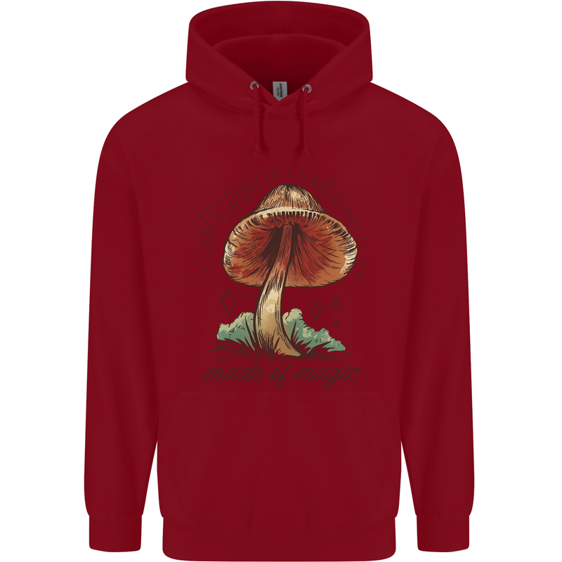 Made of Magic Mushrooms LSD Trippy Childrens Kids Hoodie Red