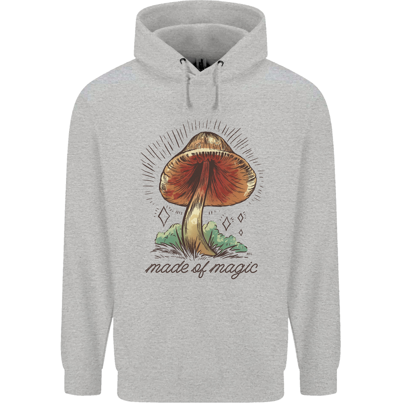 Made of Magic Mushrooms LSD Trippy Childrens Kids Hoodie Sports Grey
