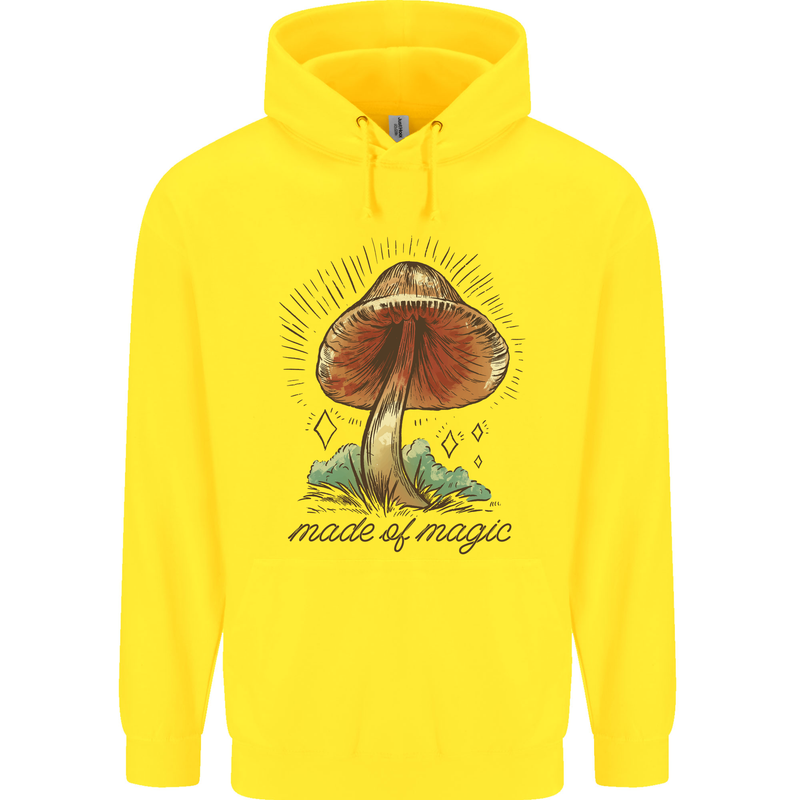 Made of Magic Mushrooms LSD Trippy Childrens Kids Hoodie Yellow