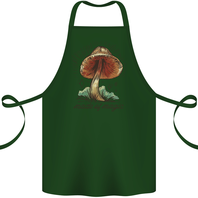Made of Magic Mushrooms LSD Trippy Cotton Apron 100% Organic Forest Green