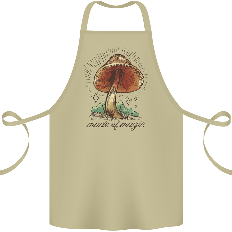 Made of Magic Mushrooms LSD Trippy Cotton Apron 100% Organic Khaki