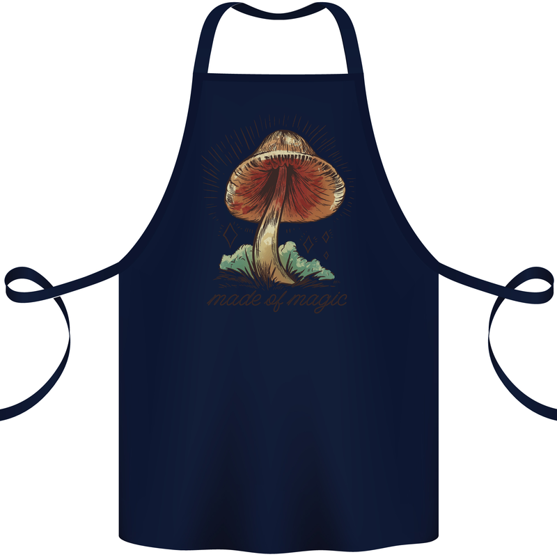 Made of Magic Mushrooms LSD Trippy Cotton Apron 100% Organic Navy Blue