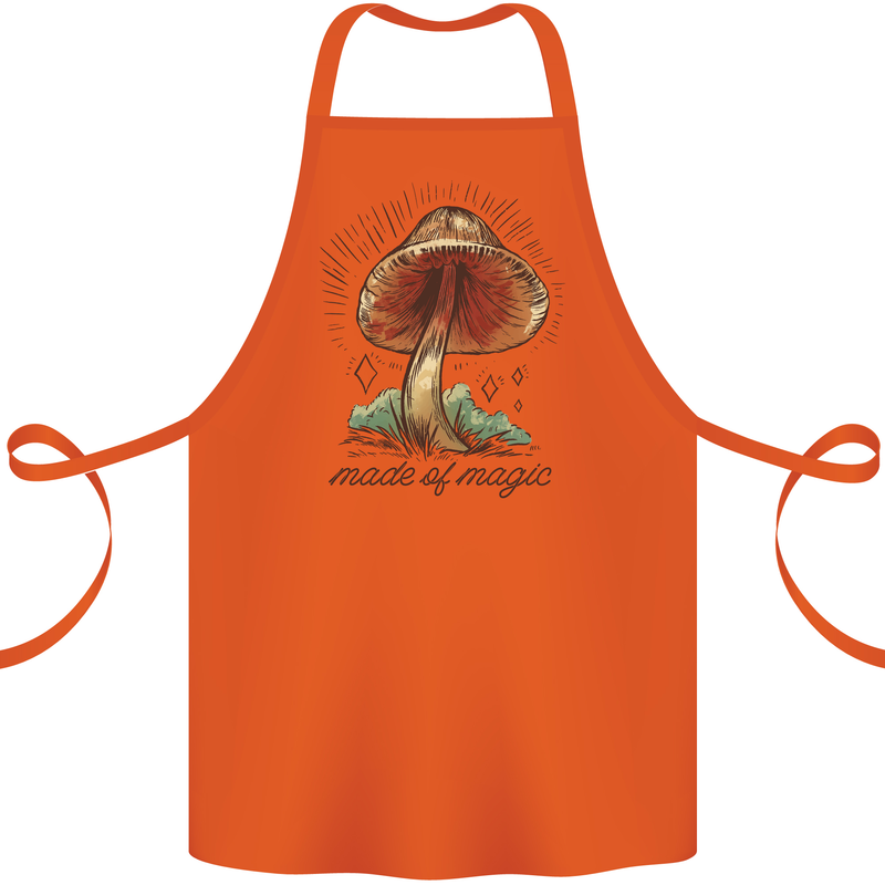 Made of Magic Mushrooms LSD Trippy Cotton Apron 100% Organic Orange