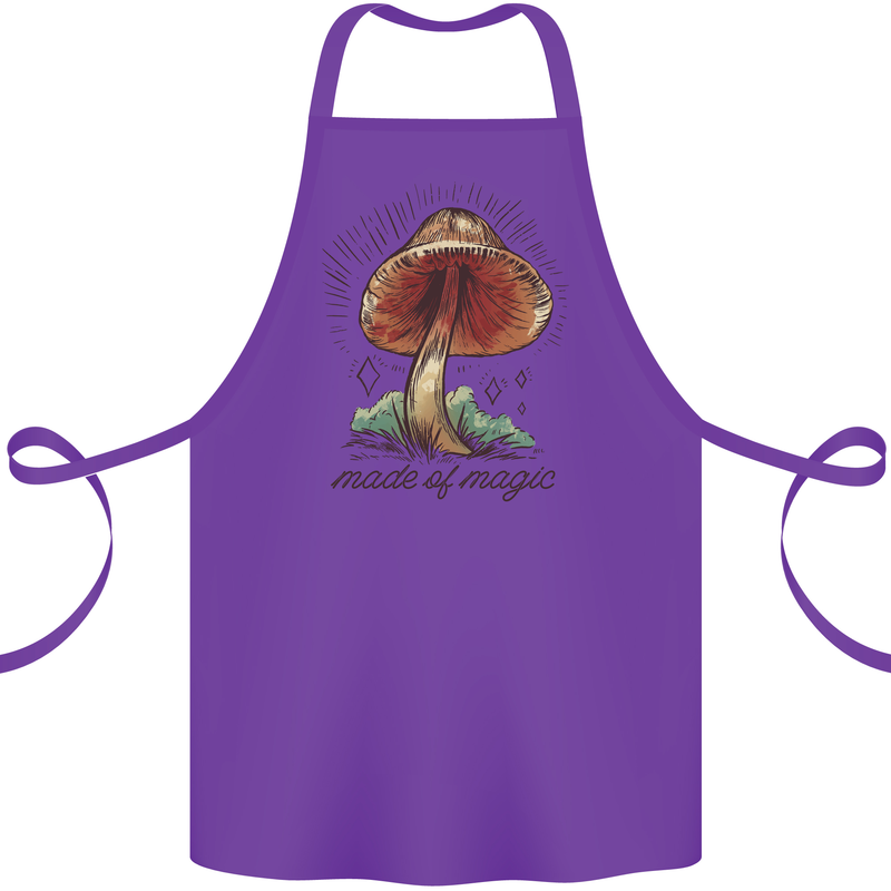 Made of Magic Mushrooms LSD Trippy Cotton Apron 100% Organic Purple