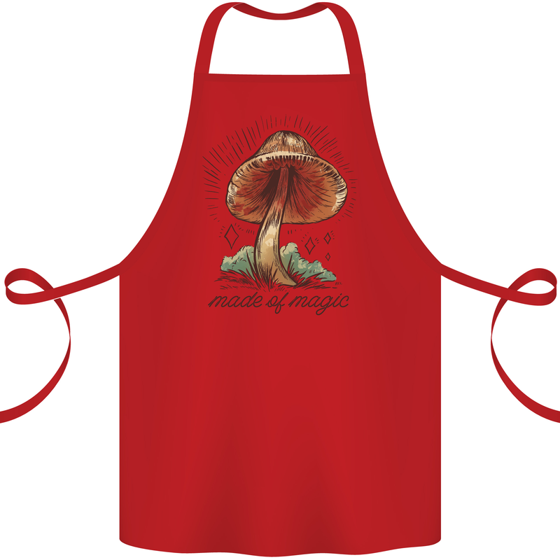 Made of Magic Mushrooms LSD Trippy Cotton Apron 100% Organic Red