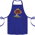 Made of Magic Mushrooms LSD Trippy Cotton Apron 100% Organic Royal Blue