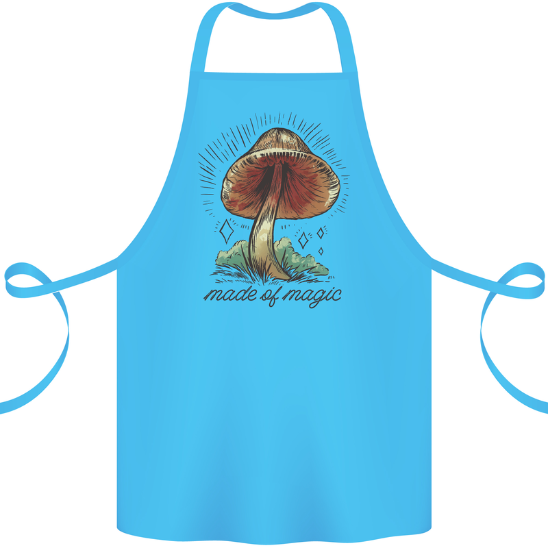 Made of Magic Mushrooms LSD Trippy Cotton Apron 100% Organic Turquoise