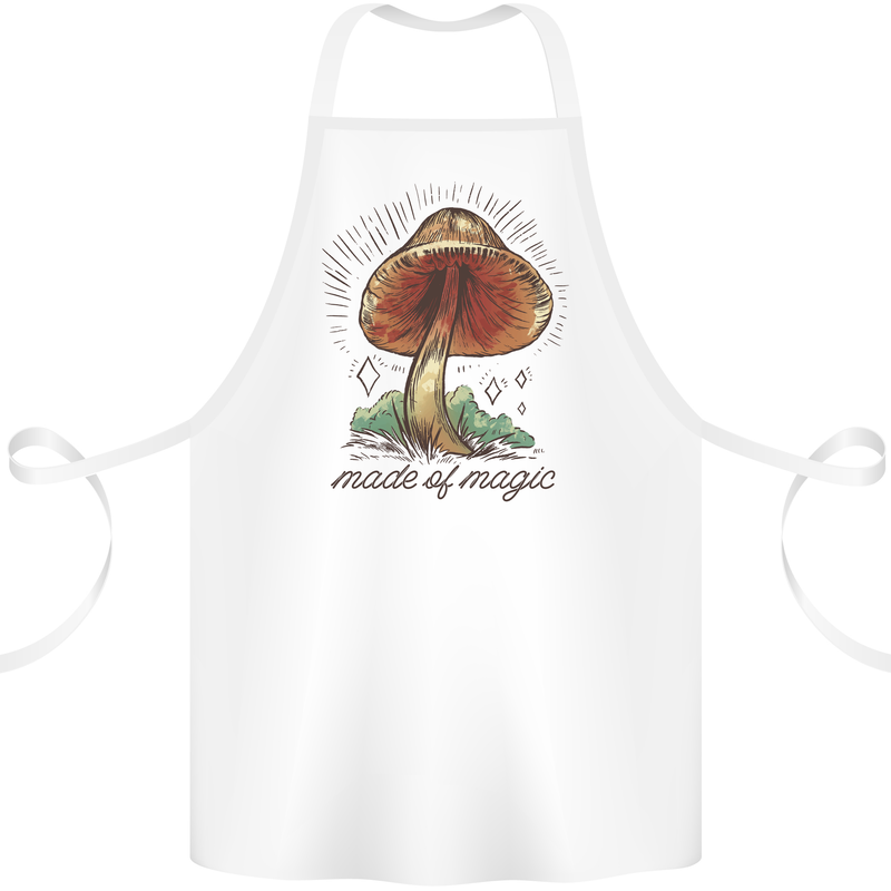 Made of Magic Mushrooms LSD Trippy Cotton Apron 100% Organic White
