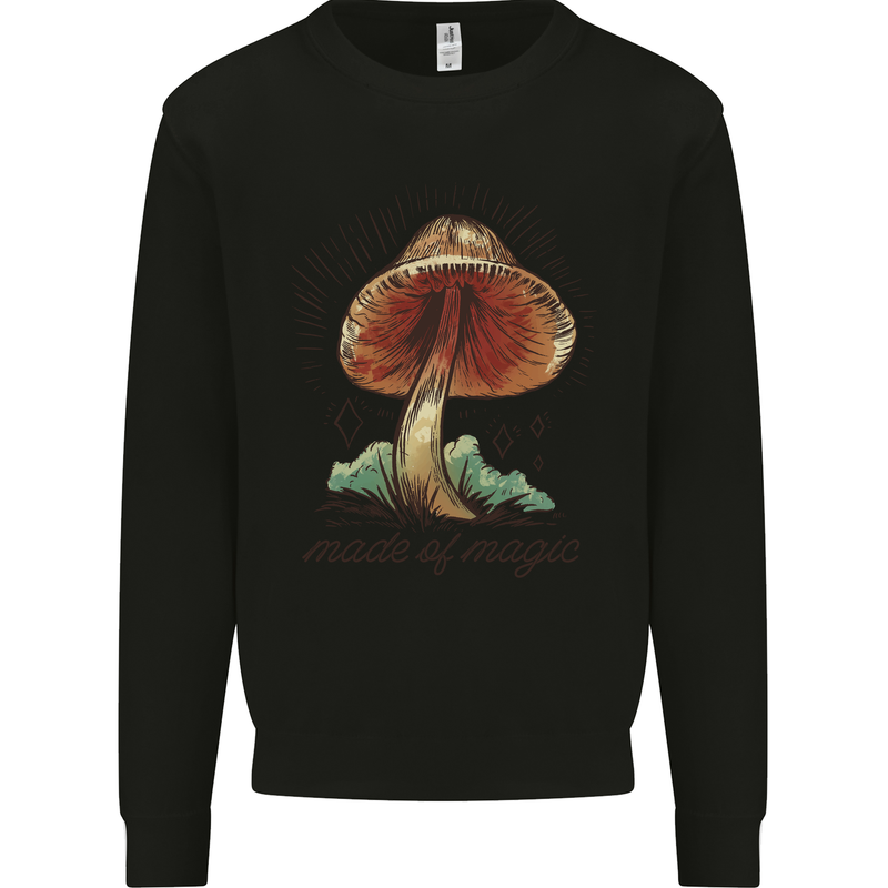 Made of Magic Mushrooms LSD Trippy Kids Sweatshirt Jumper Black