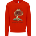 Made of Magic Mushrooms LSD Trippy Kids Sweatshirt Jumper Bright Red