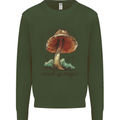 Made of Magic Mushrooms LSD Trippy Kids Sweatshirt Jumper Forest Green