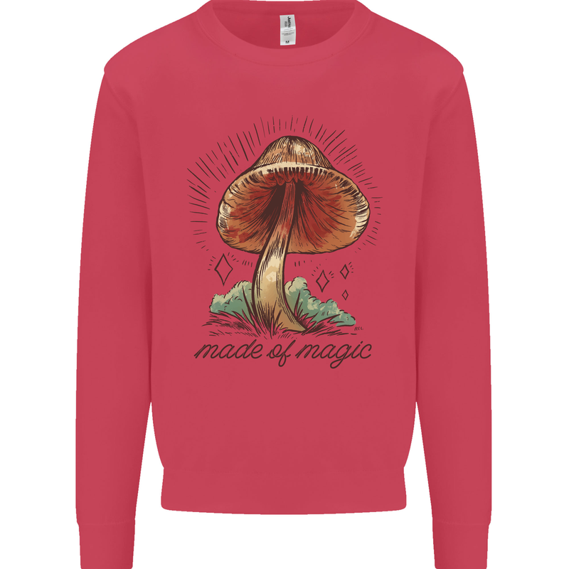 Made of Magic Mushrooms LSD Trippy Kids Sweatshirt Jumper Heliconia