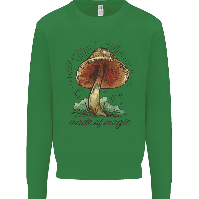 Made of Magic Mushrooms LSD Trippy Kids Sweatshirt Jumper Irish Green