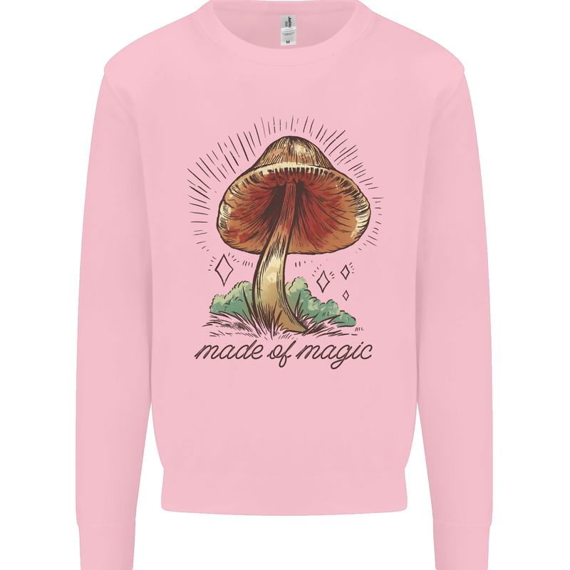 Made of Magic Mushrooms LSD Trippy Kids Sweatshirt Jumper Light Pink