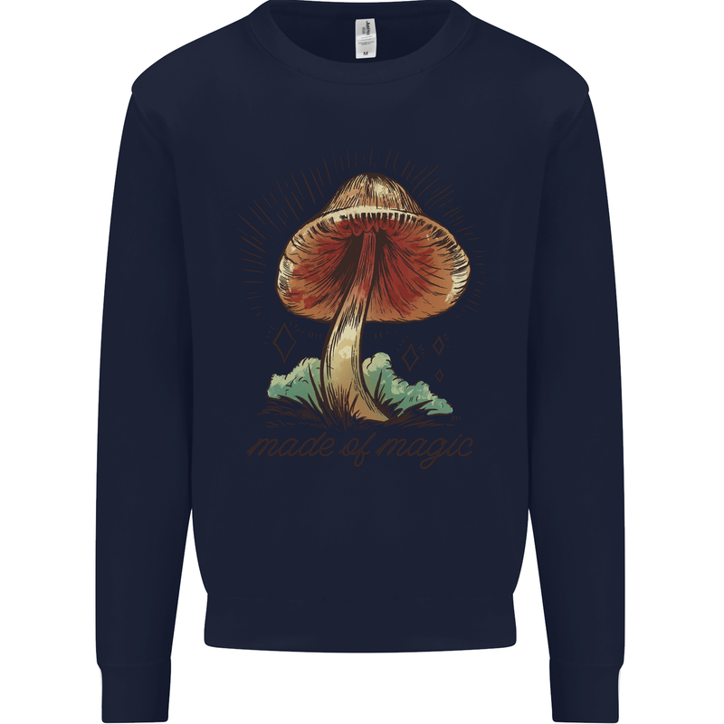 Made of Magic Mushrooms LSD Trippy Kids Sweatshirt Jumper Navy Blue