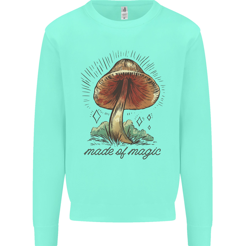 Made of Magic Mushrooms LSD Trippy Kids Sweatshirt Jumper Peppermint