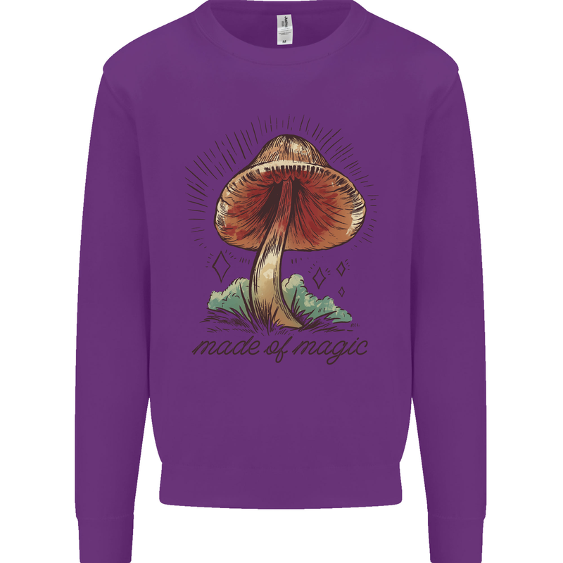 Made of Magic Mushrooms LSD Trippy Kids Sweatshirt Jumper Purple