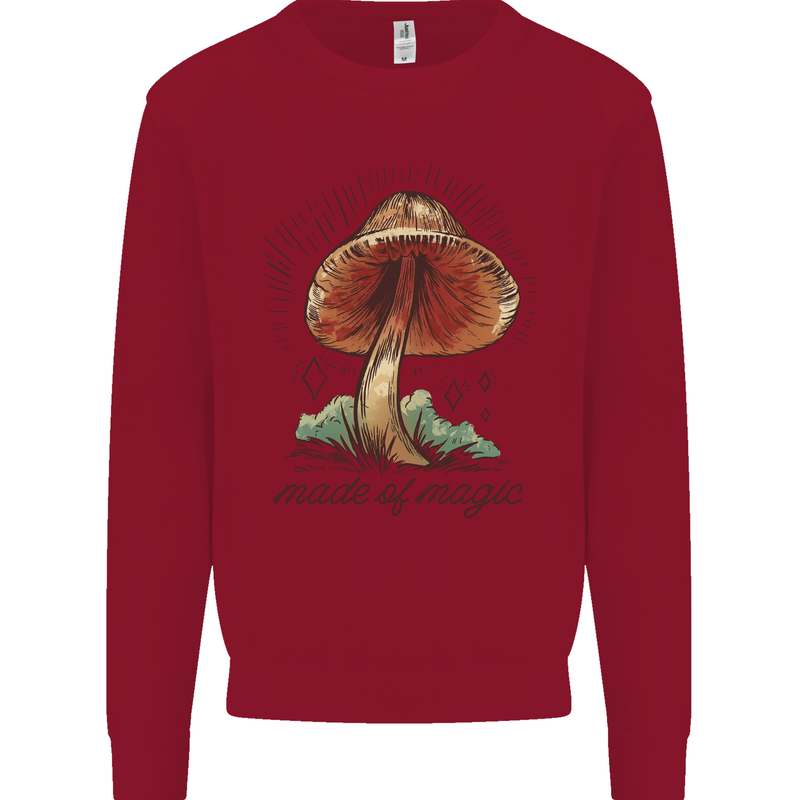 Made of Magic Mushrooms LSD Trippy Kids Sweatshirt Jumper Red
