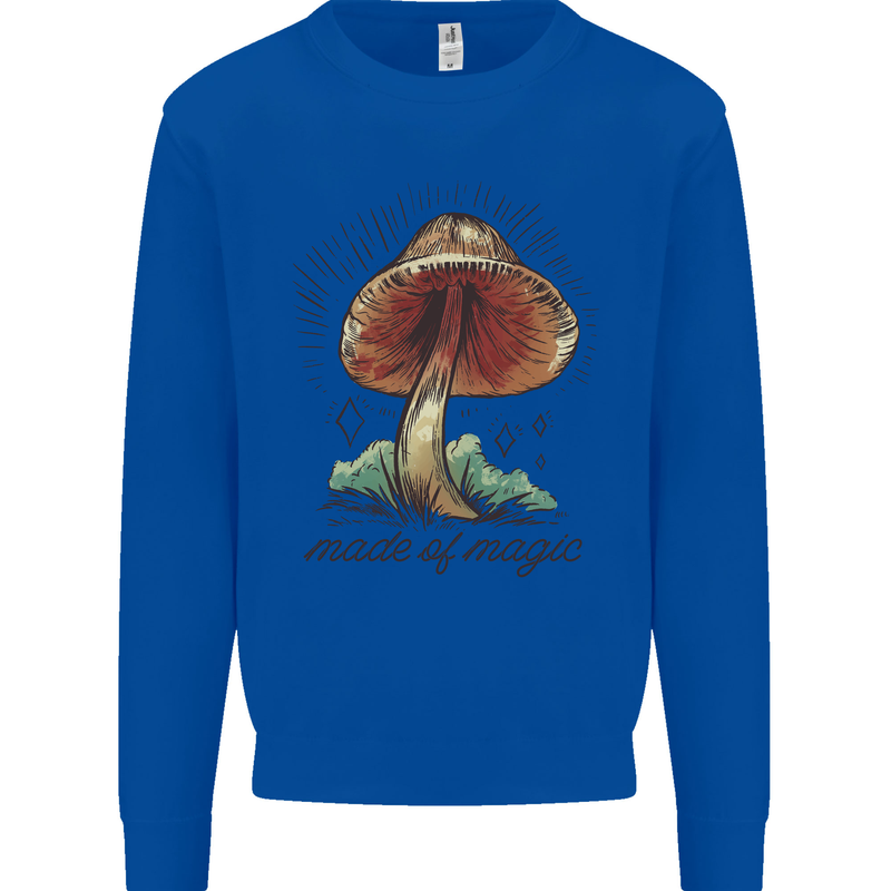 Made of Magic Mushrooms LSD Trippy Kids Sweatshirt Jumper Royal Blue