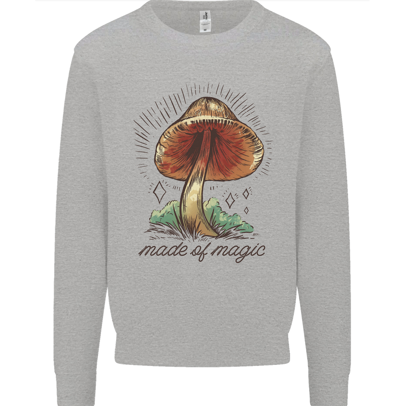 Made of Magic Mushrooms LSD Trippy Kids Sweatshirt Jumper Sports Grey
