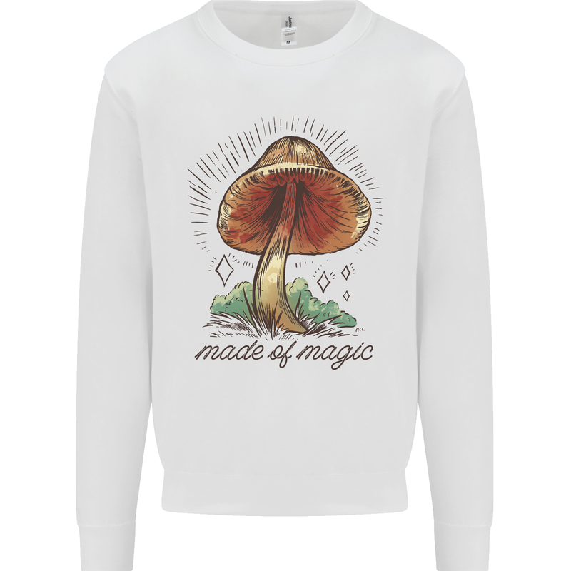 Made of Magic Mushrooms LSD Trippy Kids Sweatshirt Jumper White