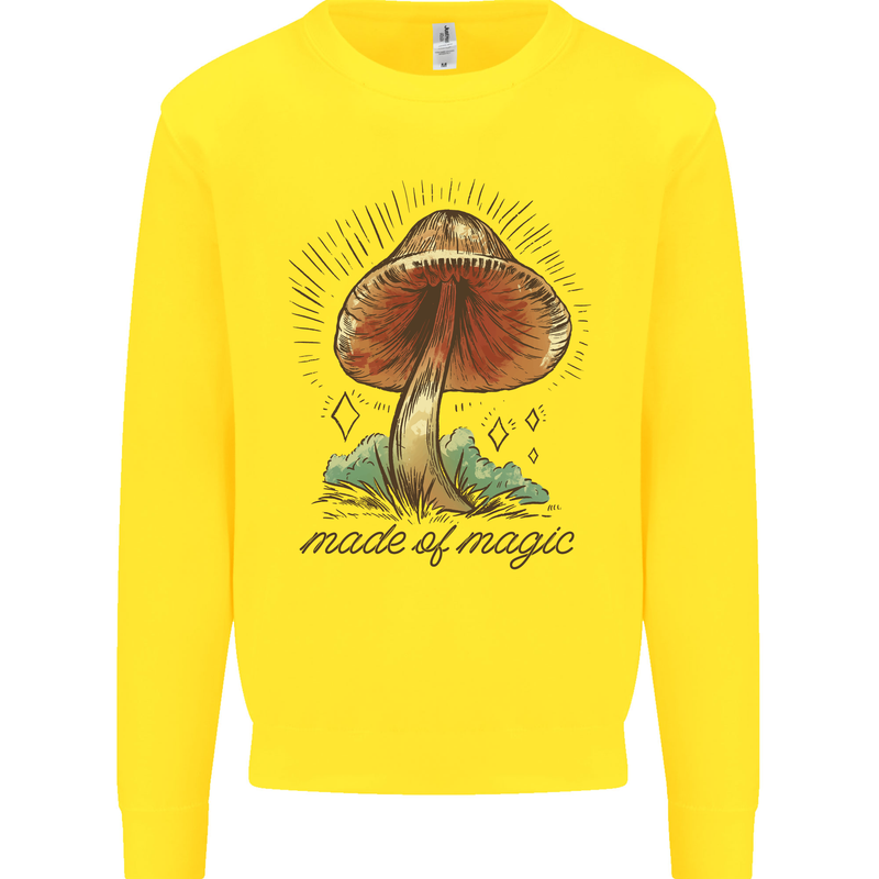 Made of Magic Mushrooms LSD Trippy Kids Sweatshirt Jumper Yellow
