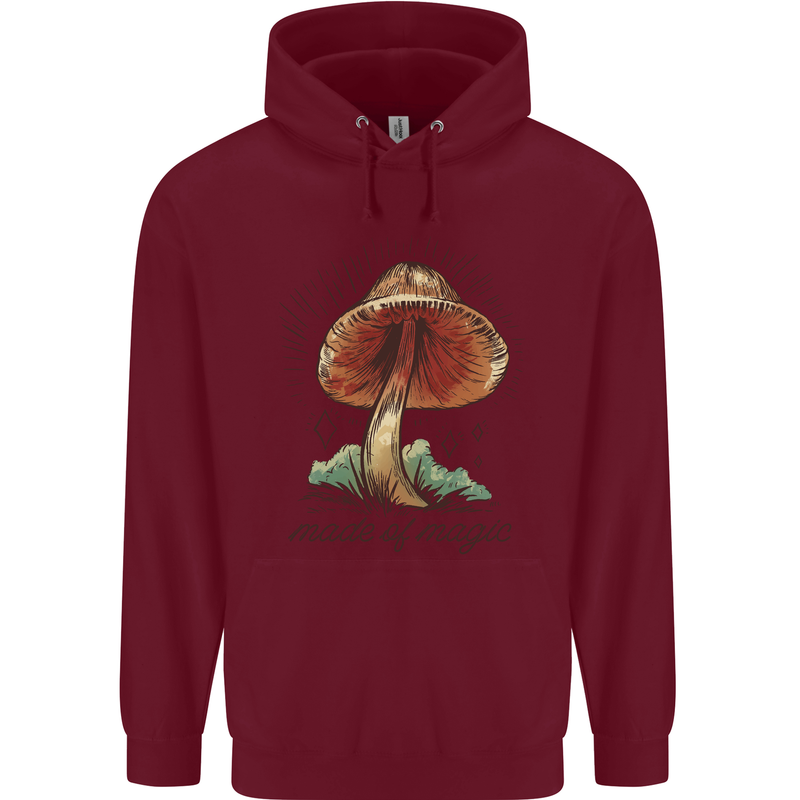 Made of Magic Mushrooms LSD Trippy Mens 80% Cotton Hoodie Maroon