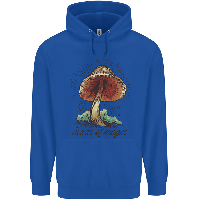 Made of Magic Mushrooms LSD Trippy Mens 80% Cotton Hoodie Royal Blue