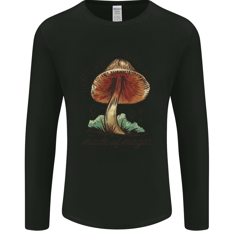 Made of Magic Mushrooms LSD Trippy Mens Long Sleeve T-Shirt Black