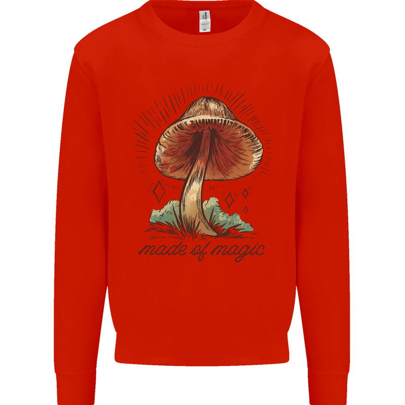 Made of Magic Mushrooms LSD Trippy Mens Sweatshirt Jumper Bright Red